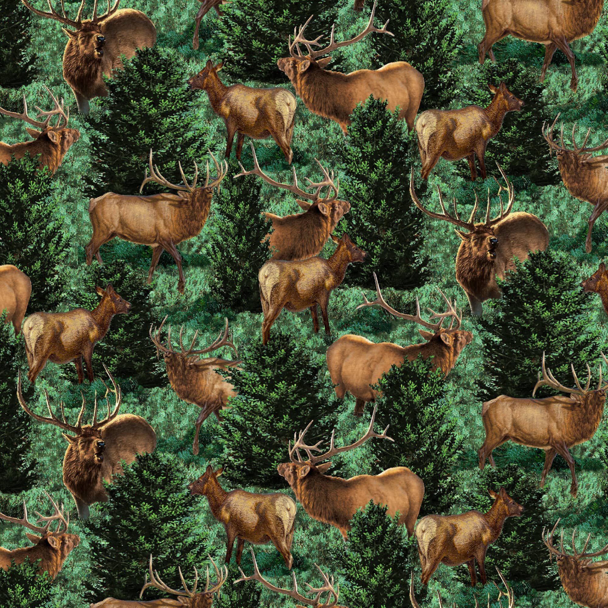 Wild Wings Glenson Range Elk Allover Cotton Fabric